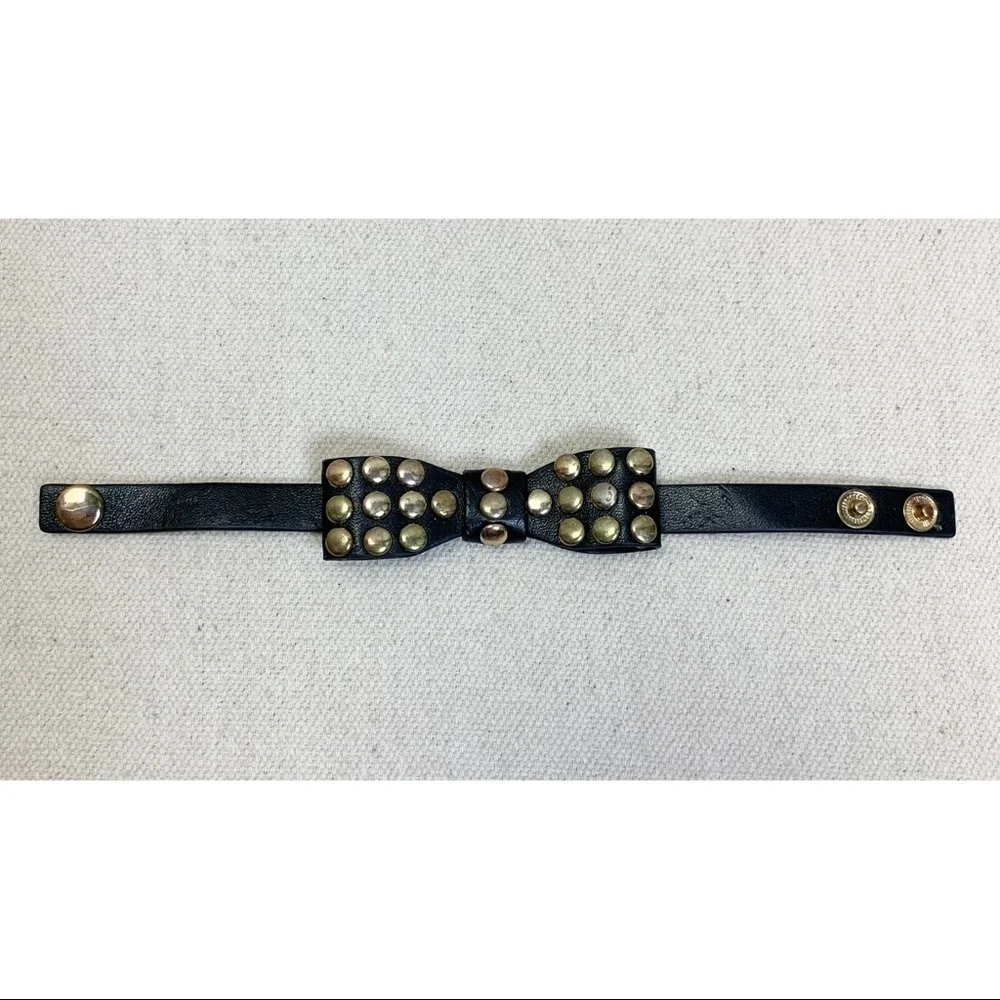faux leather studded bow bracelet